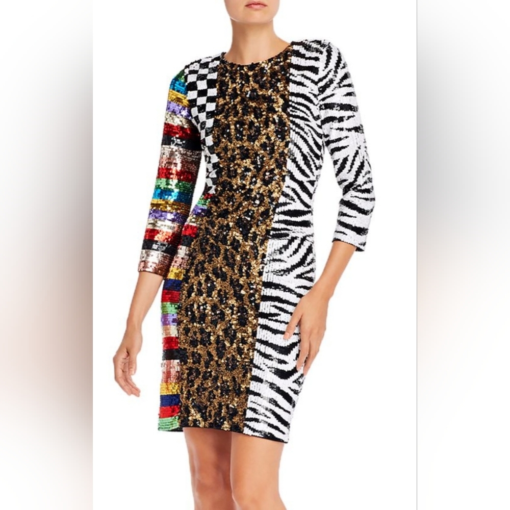 Alice + Olivia Multicolor Patchwork Mini Dress - image 8